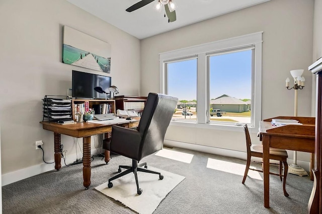 9305 SW Sushi Cir, Lees Summit, MO 64064 - carpeted office featuring ceiling fan and baseboards
