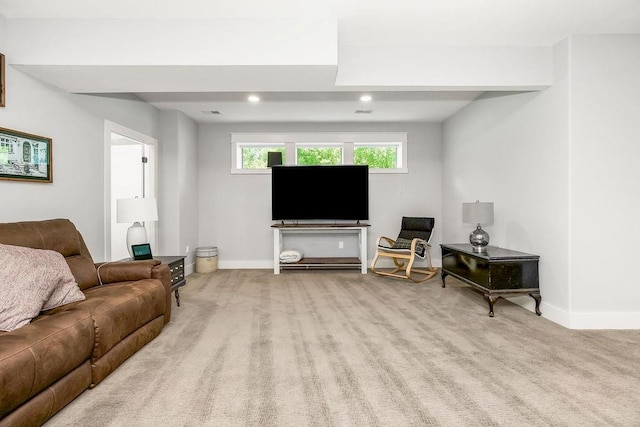 9305 SW Sushi Cir, Lees Summit, MO 64064 - living room featuring carpet floors, baseboards, and recessed lighting