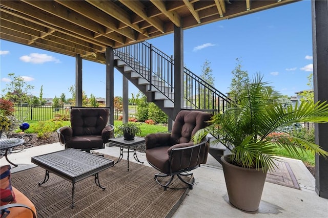 15278 W 173rd St, Olathe, KS 66062 - view of patio / terrace featuring stairs and an outdoor hangout area