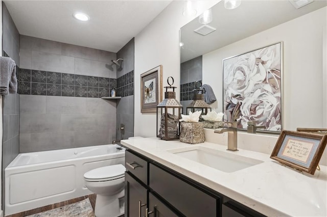 15278 W 173rd St, Olathe, KS 66062 - bathroom with vanity, toilet, washtub / shower combination, and recessed lighting