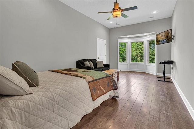 9425 NE 188th St, Trimble, MO 64492 - bedroom with hardwood / wood-style floors, ceiling fan, and recessed lighting