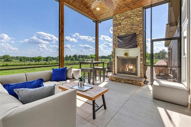 9425 NE 188th St, Trimble, MO 64492 - view of patio / terrace with an outdoor living space with a fireplace