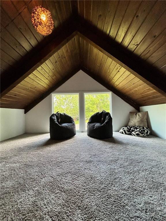 1702 Countryside Dr, Pittsburg, KS 66762 - interior space with carpet, vaulted ceiling, and wooden ceiling