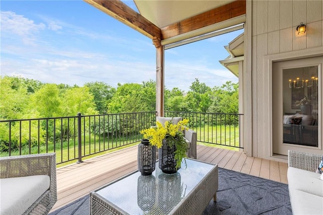 20611 W 113th St, Olathe, KS 66061 - wooden deck with a view of trees