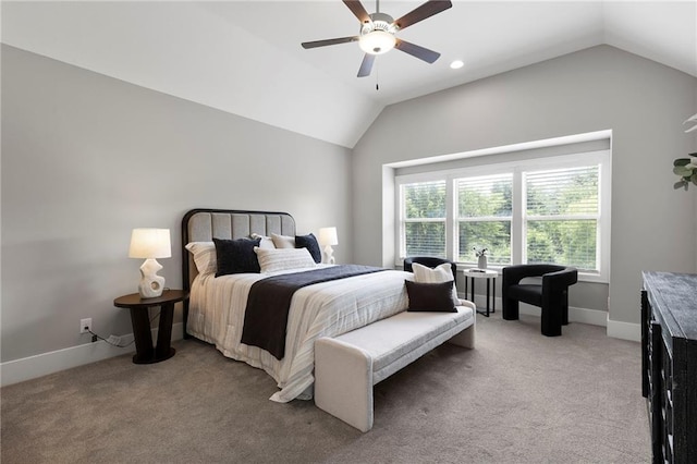 20611 W 113th St, Olathe, KS 66061 - bedroom featuring lofted ceiling, light colored carpet, and ceiling fan