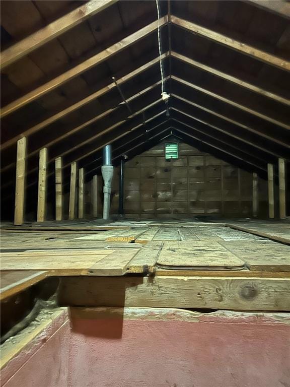 view of unfinished attic