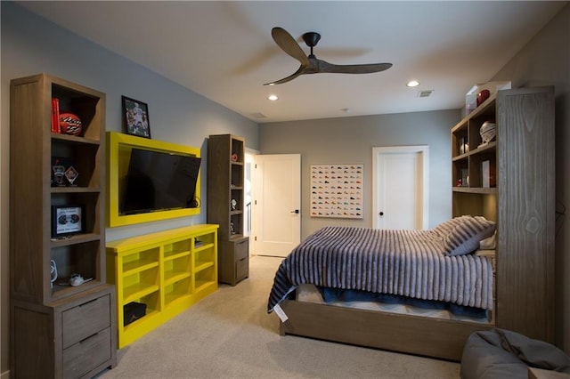 10702 W 142nd Ter, Overland Park, KS 66221 - bedroom with carpet flooring, recessed lighting, and ceiling fan