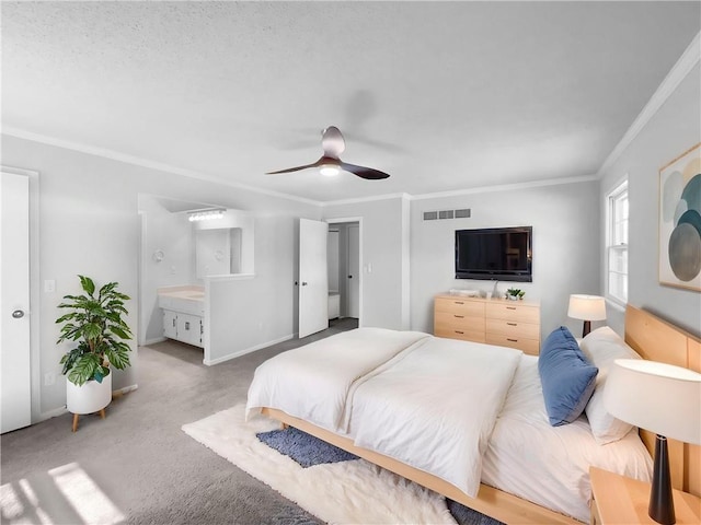 2157 E 154th St, Olathe, KS 66062 - carpeted bedroom featuring ornamental molding, a ceiling fan, and baseboards
