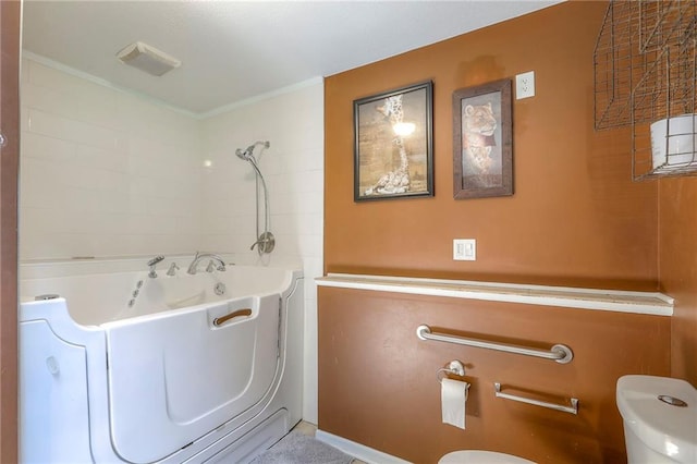 1875 E Mechanic Ave, Independence, MO 64050 - full bathroom with a bathtub, ornamental molding, and a shower