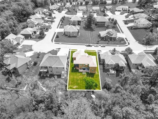 2409 SE Ridge Line Dr, Blue Springs, MO 64014 - aerial perspective of suburban area with property parcel outlined