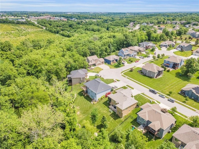 2409 SE Ridge Line Dr, Blue Springs, MO 64014 - aerial perspective of suburban area with a heavily wooded area