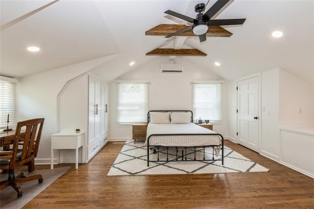 5516 Chadwick Rd, Fairway, KS 66205 - bedroom with a wall mounted AC, wood finished floors, and recessed lighting