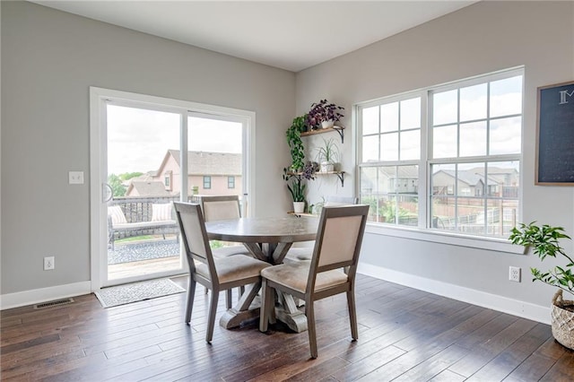 12435 Parkview Ave, Kansas City, KS 66109 - dining room featuring plenty of natural light, dark wood-style floors, and baseboards