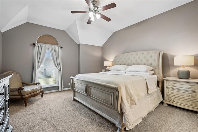 21607 W 51st St, Shawnee, KS 66226 - bedroom with light carpet, vaulted ceiling, and a ceiling fan