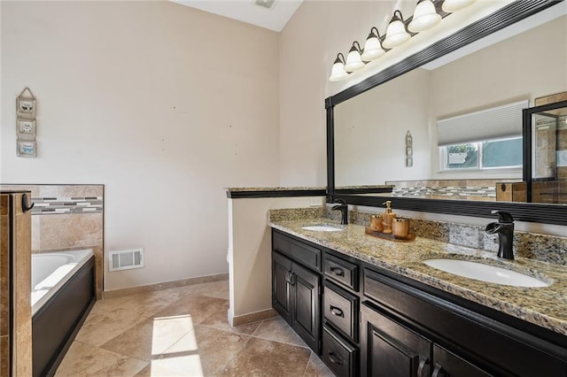 21607 W 51st St, Shawnee, KS 66226 - full bath featuring double vanity, a bath, and a shower with shower door