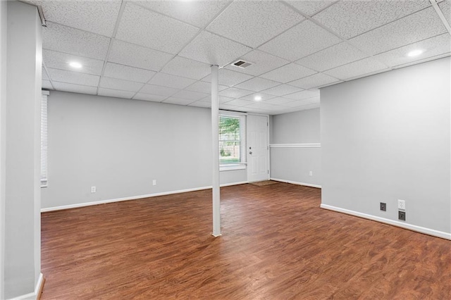21607 W 51st St, Shawnee, KS 66226 - below grade area with wood finished floors, recessed lighting, and a paneled ceiling