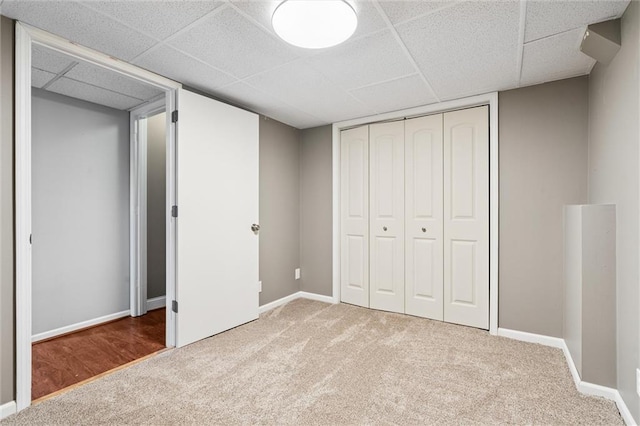 21607 W 51st St, Shawnee, KS 66226 - unfurnished bedroom featuring carpet, a drop ceiling, and a closet
