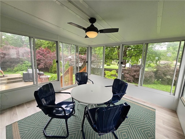 11306 E 45th St, Kansas City, MO 64133 - sunroom with a ceiling fan, plenty of natural light, and vaulted ceiling