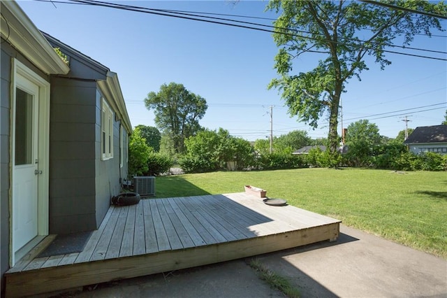 7048 Horton St, Overland Park, KS 66204 - wooden terrace with a lawn and central air condition unit