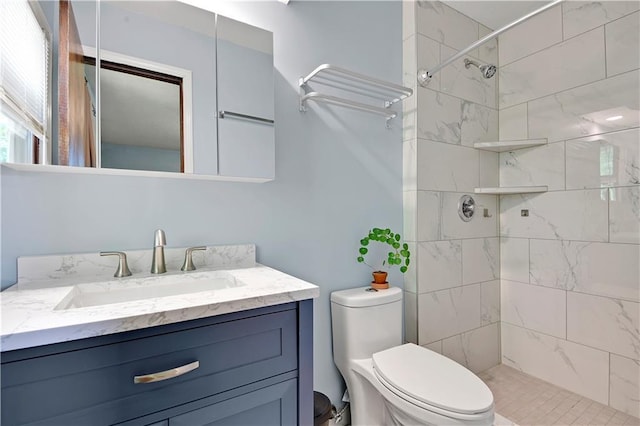 7608 N Serene Ave, Kansas City, MO 64152 - full bathroom with toilet, vanity, and a tile shower