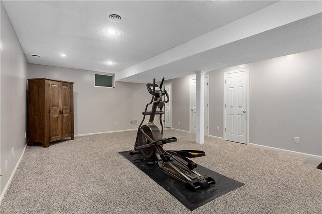 1512 Auburn Dr, Lees Summit, MO 64086 - workout room with light colored carpet, baseboards, and recessed lighting