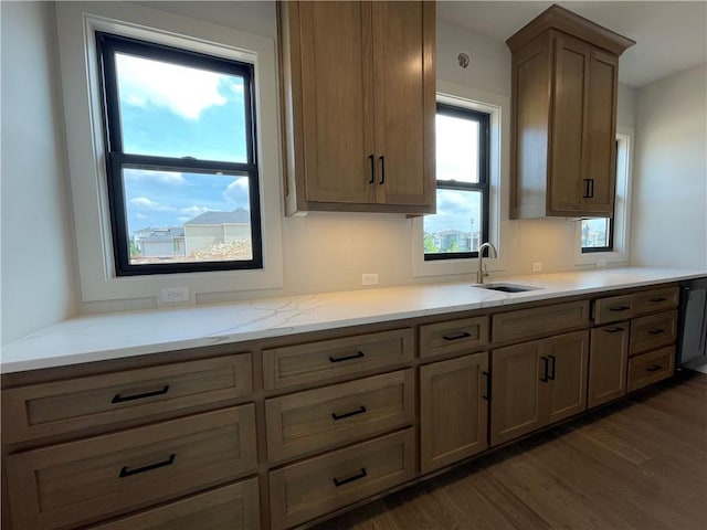 17000 Rosehill St, Overland Park, KS 66221 - kitchen with light stone countertops and dark wood finished floors