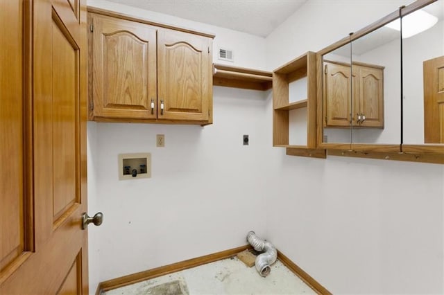 3000 Cedar Crest Dr, Independence, MO 64057 - washroom featuring electric dryer hookup, cabinet space, hookup for a washing machine, and baseboards