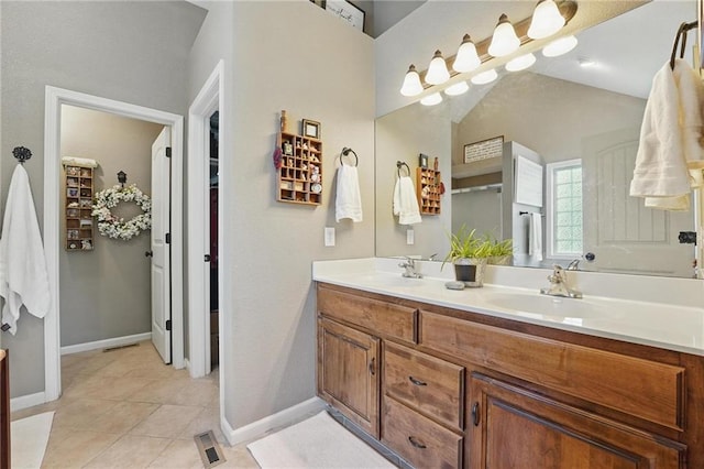 1037 NW 91st Ter, Kansas City, MO 64155 - full bath with double vanity, baseboards, and tile patterned flooring