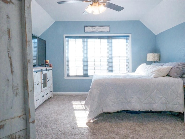 3812 Anderson Ave, Kansas City, MO 64132 - bedroom with lofted ceiling, carpet, and ceiling fan