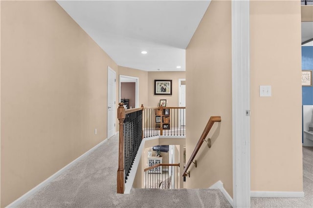 15801 Parkhill St, Overland Park, KS 66221 - staircase with carpet, baseboards, and recessed lighting
