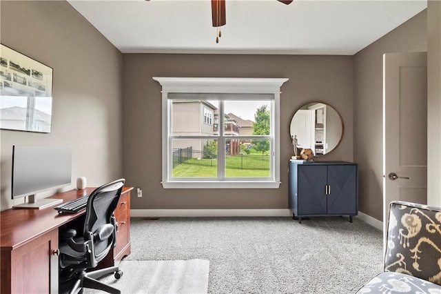 8756 Houston St, Lenexa, KS 66227 - office area with a ceiling fan and carpet
