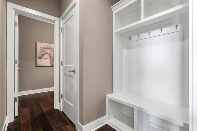 8756 Houston St, Lenexa, KS 66227 - mudroom featuring baseboards and dark wood finished floors