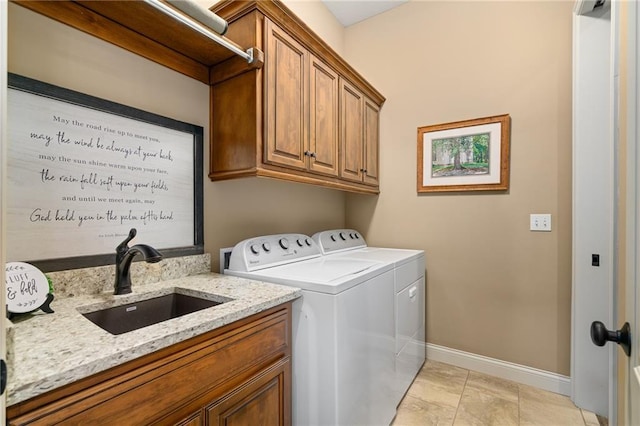 3116 W 137th St, Leawood, KS 66224 - laundry area featuring cabinet space, washing machine and dryer, and baseboards