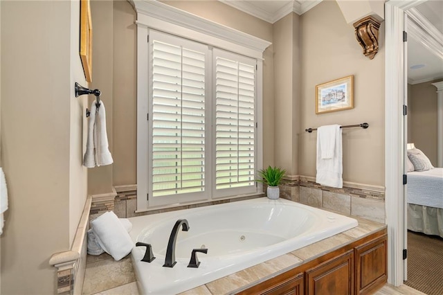 3116 W 137th St, Leawood, KS 66224 - ensuite bathroom with crown molding and a whirlpool tub