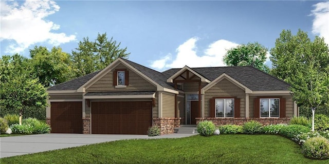 22609 Cole Ct, Peculiar, MO 64078 - view of front of property featuring an attached garage, a front lawn, driveway, and stone siding