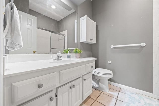 6221 W 126th Ter, Overland Park, KS 66209 - full bath featuring vanity, a tile shower, and tile patterned flooring