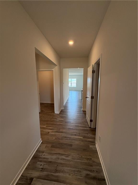 19605 W 200th St, Spring Hill, KS 66083 - corridor with baseboards, dark wood-type flooring, and recessed lighting