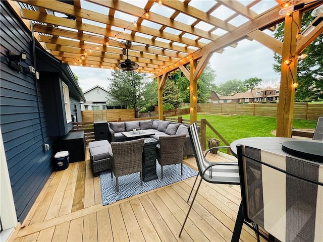 13106 E 57th St, Kansas City, MO 64133 - deck with outdoor lounge area and a pergola