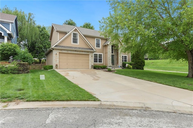 800 Ash Ct, Lansing, KS 66043 - traditional-style home featuring stone siding, an attached garage, and concrete driveway