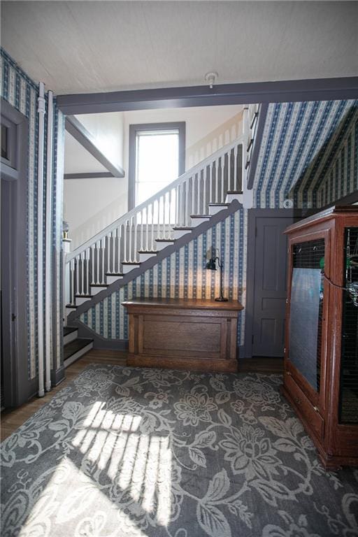 1017 Angelique St, Saint Joseph, MO 64501 - stairs featuring wallpapered walls