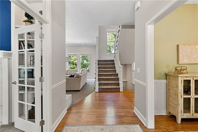 9816 W 132nd Ter, Overland Park, KS 66213 - entryway featuring wood finished floors and stairway