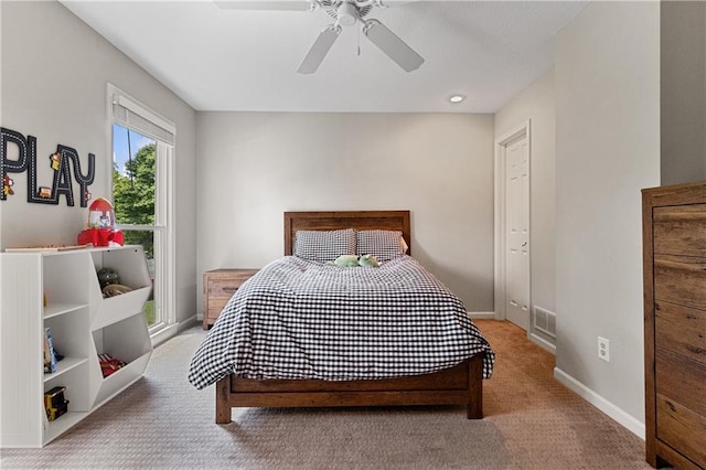 9816 W 132nd Ter, Overland Park, KS 66213 - bedroom with carpet floors, baseboards, and ceiling fan