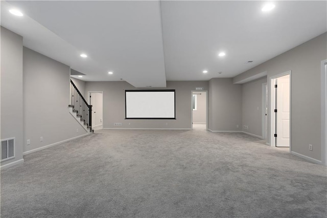 2055 NW Obrien Rd, Lees Summit, MO 64081 - home theater with recessed lighting, baseboards, and light colored carpet