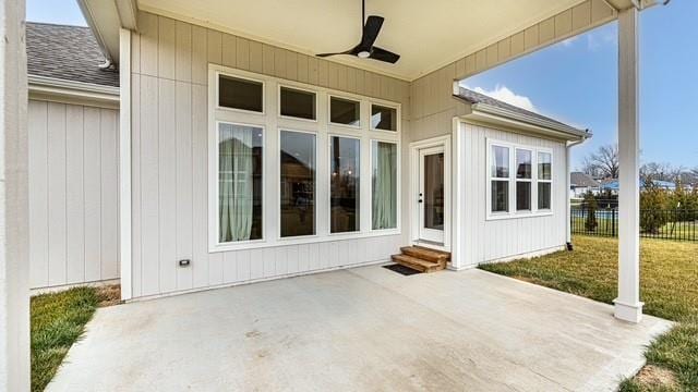 2055 NW Obrien Rd, Lees Summit, MO 64081 - view of patio / terrace with entry steps and ceiling fan