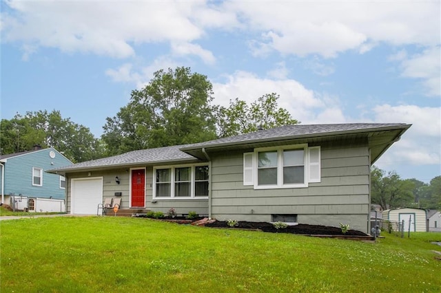 12500 E 48th Ter S, Independence, MO 64055 - view of front of house with an attached garage, a front lawn, and driveway