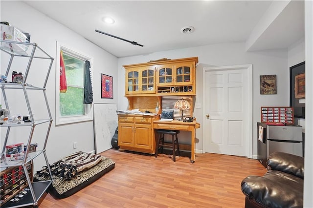 1040 Silverleaf Ln, Liberty, MO 64068 - office area with light wood finished floors and recessed lighting