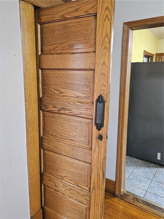 detailed view of freestanding refrigerator