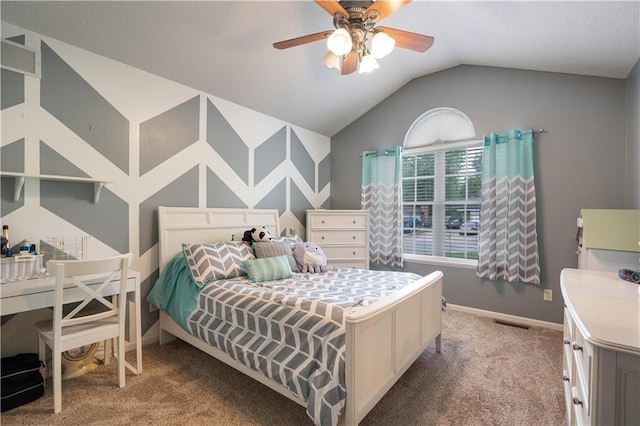 3100 Clarendon Rd, Sedalia, MO 65301 - carpeted bedroom with lofted ceiling, a ceiling fan, and baseboards