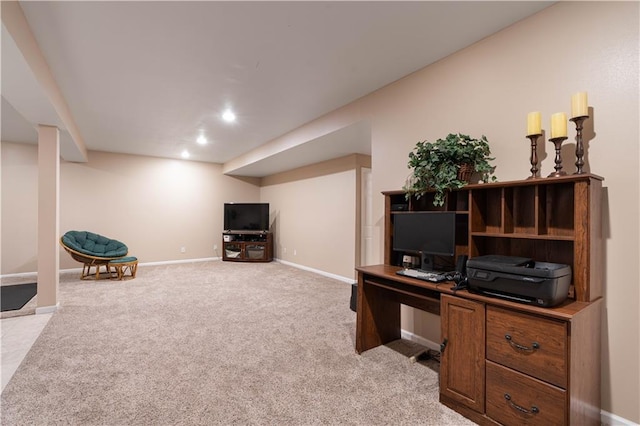 3100 Clarendon Rd, Sedalia, MO 65301 - office area with light colored carpet, baseboards, and recessed lighting