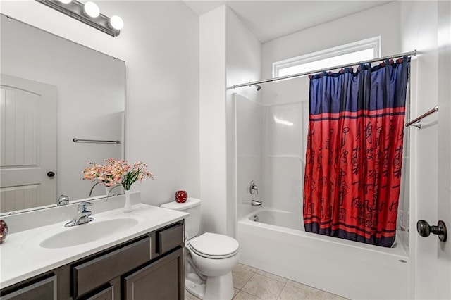23713 W 88th St, Lenexa, KS 66227 - bathroom featuring vanity, toilet, shower / tub combo with curtain, and tile patterned flooring